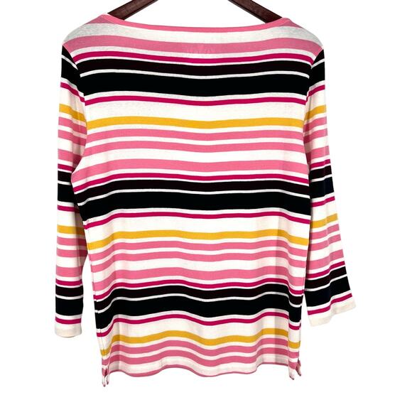 Talbots Sz Small Soft Pink Yellow Colorful Blouse Shirt Top 3/4 Sleeve Tropical - Picture 7 of 7